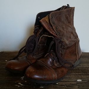 Brown leather Steve Madden troopa combat boots